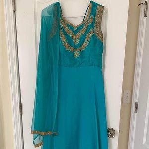 Teal green gown